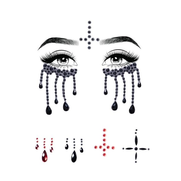 Evil Nun Costume Face Jewels - Picture 2 of 2